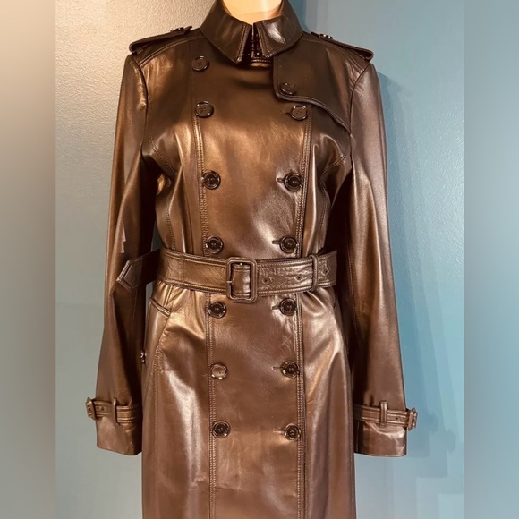 Burberry Leather Trench Coat US10 - Picture 1 of 15